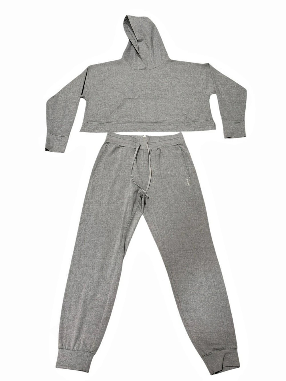 Fabletics Cloud Jersey Cropped Hoodie Jogger Set Gray Size Small - Picture 2 of 5